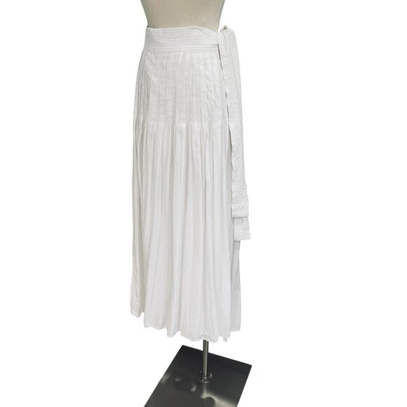Wilfred White Maxi Skirt SZ M High Waist Pleated Wrap Long Aritzia Boho Chic - Picture 10 of 12